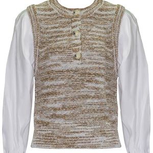 BRAND NEW!!! Veronica Beard !!! Crotchet sweater with white dress shirt sleeve